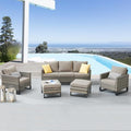 Belord Wicker Patio Furniture 5 Piece Outdoor Sofa Set, Oversize Outdoor Dining Chairs with Rattan Ottomans, Conversation Sets Patio Furniture Come with Removable Washable Cushion Grey