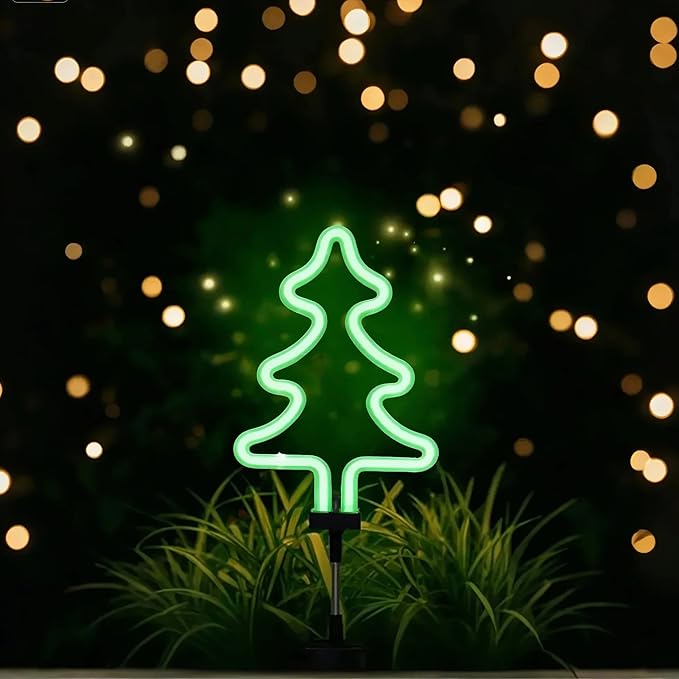 Solar Garden Stake Lights, Waterproof Landscape Light, Solar Landscape Path Lights, Neon Lights, Outdoor Decor for Garden, Yard, Lawn, Pathway, Patio, Backyard (Christmas Tree)