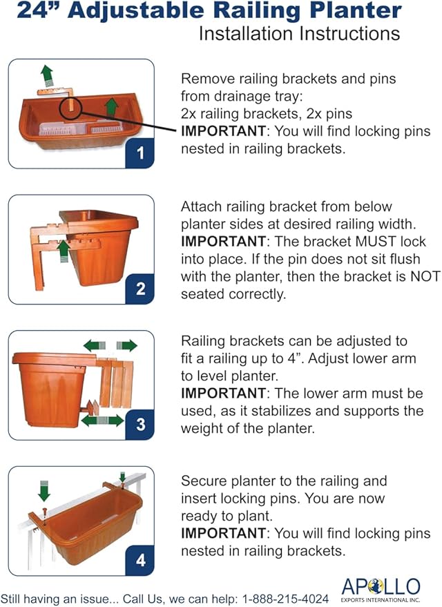 Apollo Exports International 24" Adjustable Railing Planter, Driftwood