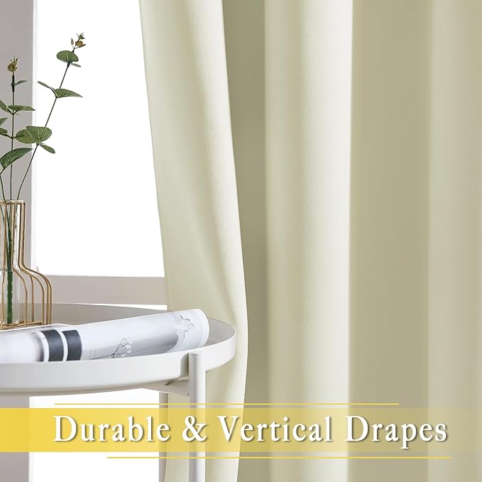 NICETOWN Room Darkening Curtain for Sliding Glass Door, Blackout Patio Door Curtain Wide Window Treatment Privacy Thermal Insulated Drapes for Bedroom/Living Room (1 Panel, Beige, W80 x L95)