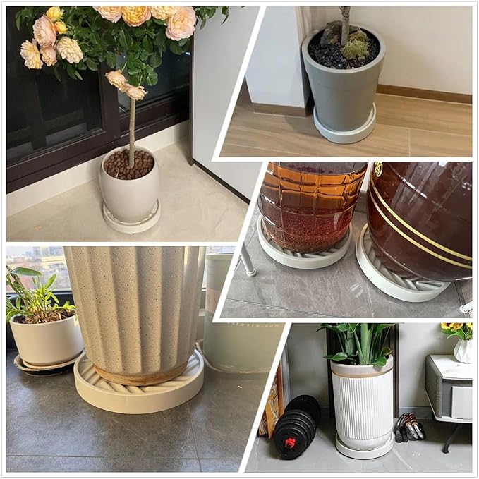 2 Pack Plant Caddy with Wheels, 12" Rolling Plant Stand 165 LBS Heavy Duty with Hidden 360 ° Rotating Silent Wheel Wheels for Outdoor Indoor Large Plant Pots, Flower Pot, Patio