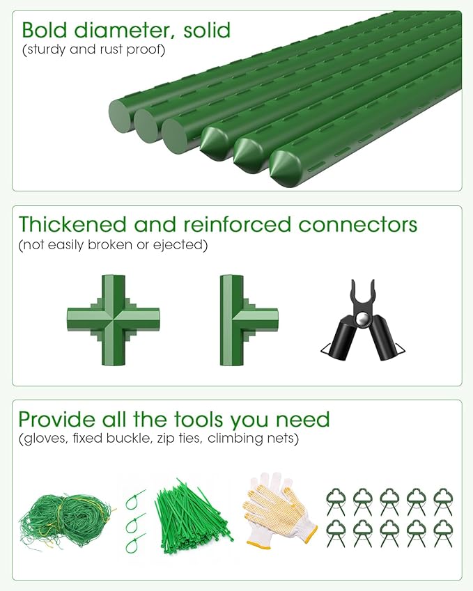 4 Pack Cucumber Trellis, Garden Trellis for Climbing Plants Outdoor, A-Frame Cucumber Trellis for Raised Bed, Plant Grow Support for Tomato, Squash, Vegetable, Flower(33"x47"x4Pcs)