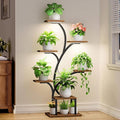 Plant Stand Indoor with Grow Lights, 7 Tiered Indoor Plant Shelf, 49" Corner Plant Stands for Indoor Plants, Metal Plant Flower Display Shelf, Tree-Shaped Plant Rack for Home, Patio, Brown