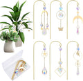 Crystal Suncatcher, 6 Pack Garden Suncatchers Small Trellis for Potted Plants Indoor Plant Trellis Sun Catchers Decoration for Garden Home Window