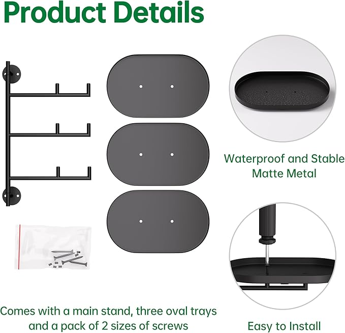Rotating Window Shelves for Multiple Plants Indoor,3-tier Metal Corner Black Plant Stand Holder Floating Hanger Shelf for Wall，Windows Sill Gifts for Planter Lover to Enhance Home Decor