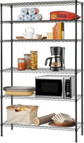 BestOffice | 6-Tier Wire Storage Shelves | 42x16x72 | Black | with Adjustable Racks | Heavy-Duty Metal Shelf, Holds Upto 1500 lbs | No-Tool Assembly | Ideal for Home & Garage Shelving