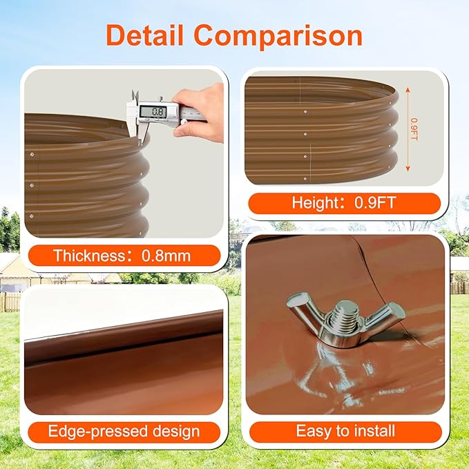 Raised Garden Bed Outdoor 2 Sets Oval Large Coating Metal Planter Box with No Heavy Metal for Vegetables, Flowers, Herbs