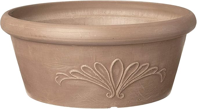 Arcadia Garden Products PSW TA20TP Plastic/Stone/Wood Composite Bulb Pan – No Drainage Hole (Drillable), 8"x3", Taupe