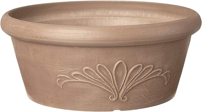 Arcadia Garden Products PSW TA25TP Plastic/Stone/Wood Composite Bulb Pan – No Drainage Hole (Drillable), Planter Bowl for Succulents, Bonsai, Fairy Gardens, Herbs,10-Inch, Taupe