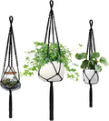 Macrame Plant Hanger - Fits 4 to 13 inches Pots for Indoor Outdoor, 34"/41"/46" 3 Sizes Set, Black (POTS NOT Included)