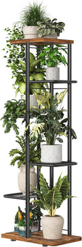 Simple Trending Plant Stand Indoor, Tall 6 Tier Metal Plant Shelf for Multiple Plants, Tiered Flower Pot Stands for Patio Garden Balcony Living Room Bedroom, Brown