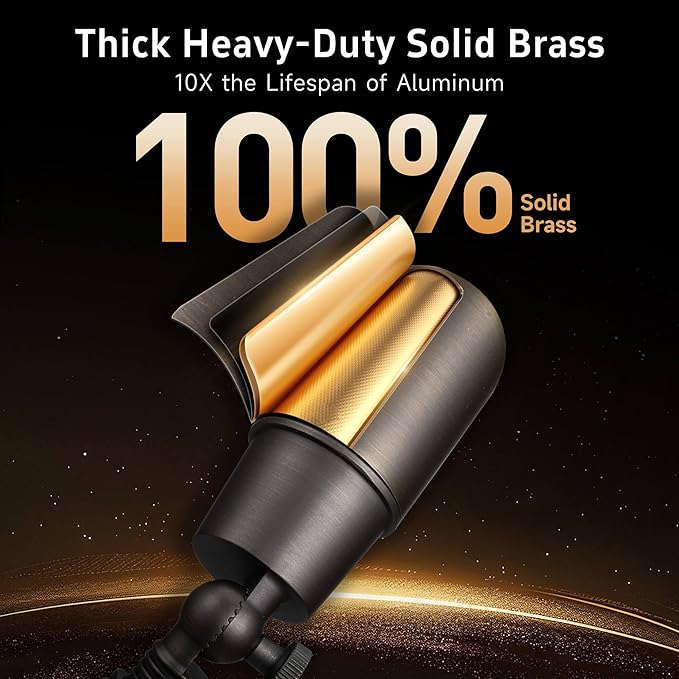 Gardenreet Solid Brass Spot Lights - Low Voltage Landscape Spotlight Outdoor, 12V LED Uplights Wired Waterproof, Electric Bronze for Patio Wall with 4000K Bright White MR16 Bulb (6 Pack)