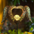 KAIXOXIN LEDs Solar Heart Stake Lights for Garden Metal Warm White, Memorial Gift - Perfect as Remembrance & Sympathy Gifts (Heart-Bronze)