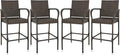 SUPER DEAL Upgraded Wicker Bar Stool Chairs Outdoor Backyard Rattan Chair w/Iron Frame, Armrest and Footrest (4)