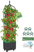 Raised Garden Bed Planter Boxes with Trellis,1pcs 70.9"Self-Watering Tomato Planter Boxes with Trellis for Climbing Vegetables Plants Flowers Tomato with Wheels,Use for Indoor Outdoor (Black)
