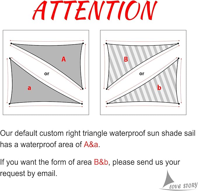 LOVE STORY Right Triangle 7'x9'x11.4' Waterproof Sun Shade Sail Canopy UV Block for Outdoor Patio Backyard Carport,Turquoise Blue(We Make Custom Size)