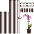 Plant Stakes 17inch &11inch SupKing 16Pcs Adjustable Flower Support Poles Orchid Sticks with Clips for Indoor Outdoor Garden Potted Tomato Rose Amaryllis Vegetables Comes with 20 Ties (Brown)