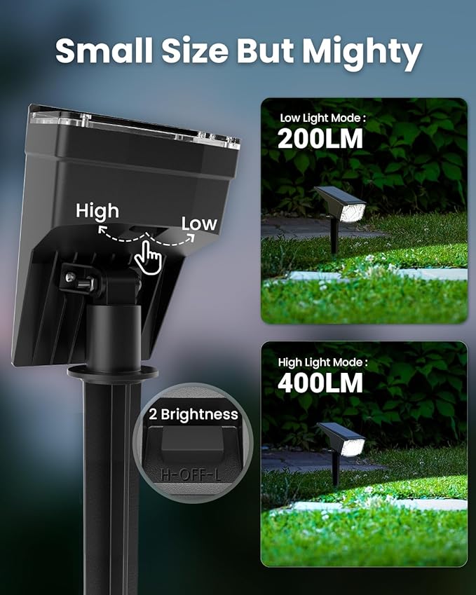 Solar Spot Lights Outdoor, Solar Lights Outdoor Waterproof IP65, Compact Design, Landscape Spotlights for Garden Tree Yard House Pathway Decorations, 4 Pack, Cool White