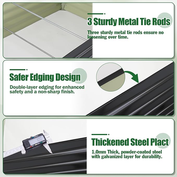 Galvanized Raised Garden Bed Kit Outdoor Patio,6x3x2ft Large Rectangular Metal Planter Boxes,Deep Root Box Planter for Gardening, Vegetables, Flowers, Herbs, 1 Pack, Black