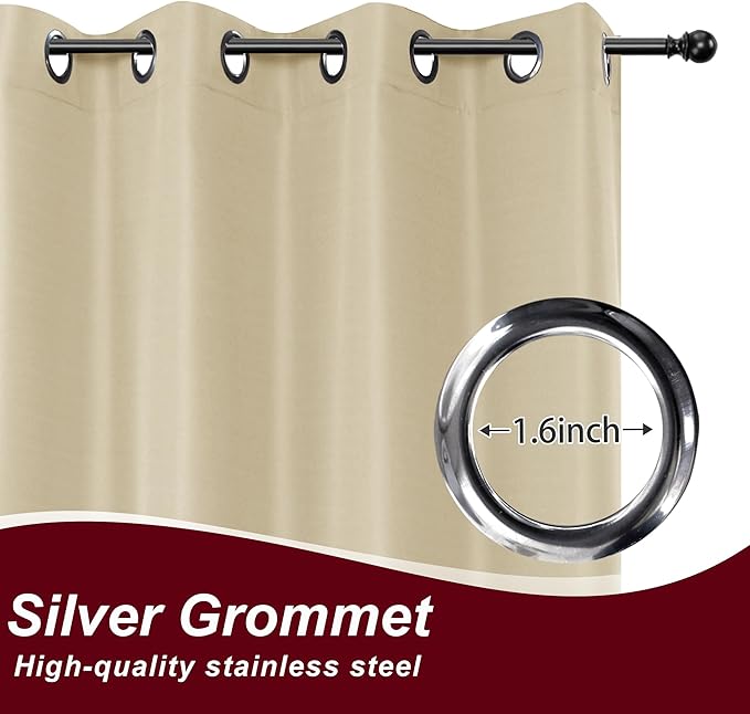 HolidayIdeas Grommet Outdoor Curtains for Patio Waterproof 8 Pcs All Weather Balcony Outside Curtain Drapes for Apartments, Gazebo, Pergolas, Porch, 54x84 Inch, Cream