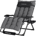 UDPATIO Oversized Zero Gravity Chair 29In XL Patio Reclining Chair with Cushion, Outdoor Folding Recliner with Pillows|Cup Holder|Foot Rest|Padded Headrest, Dark Grey, Support 500LB
