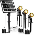 MEIHUA Solar Spot Lights Outdoor, 3 in 1 Landscape Spotlights 2700K Warm White, 3 Lighting Modes & 3 Brightness, IP66 Waterproof Solar Lights Outdoor Garden for Pathway Driveway Yard Tree