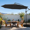wikiwiki 10ft Patio Umbrella with Base Included, Outdoor Offset Cantilever Umbrella with Sandbag Base for Backyard, Garden and Pool, Easy to Tilt and Crank, Black