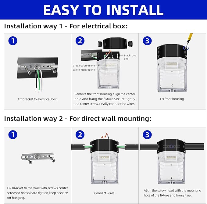 hykolity Update 30W LED Wall Pack Light with Photocell, 3450LM 5000K Daylight Dusk to Dawn 120V LED Outdoor Wall Mount Light, 150-250W MH/HPS Replacement, Waterproof Security Lighting-4 Pack