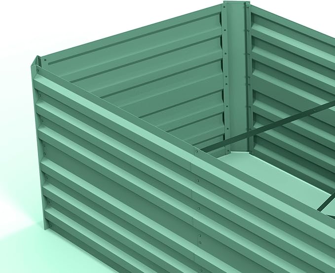 Outsunny Galvanized Raised Garden Bed Kit with Reinforcing Bars, Large and Tall Metal Planter Box for Vegetables, Flowers and Herbs, 6' x 3' x 2', Light Green
