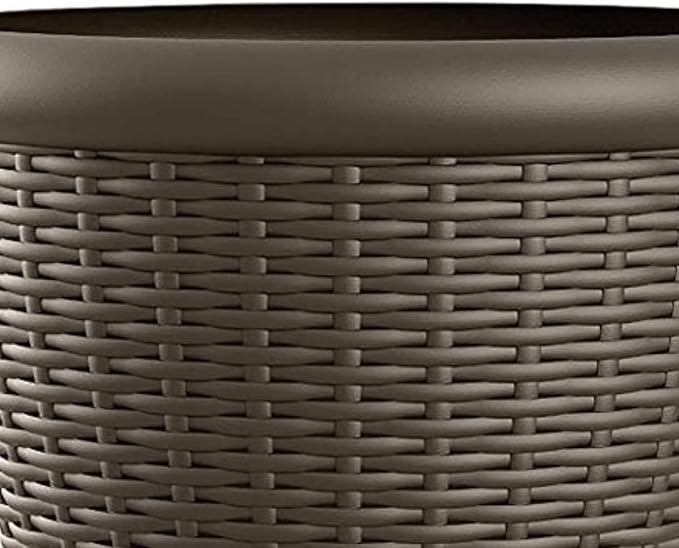 Suncast 4 Pack Wicker Planter w/ Drillable Drain Holes, Decorative Indoor/Outdoor Pot, 18in, Java