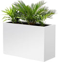 Metal Rectangular Outdoor Planter Box 36" x 15" x 24" White Steel Long Planter Spliced Flower Box with Partitions for Outside,Indoor,Garden (White, 36 * 15 * 24)