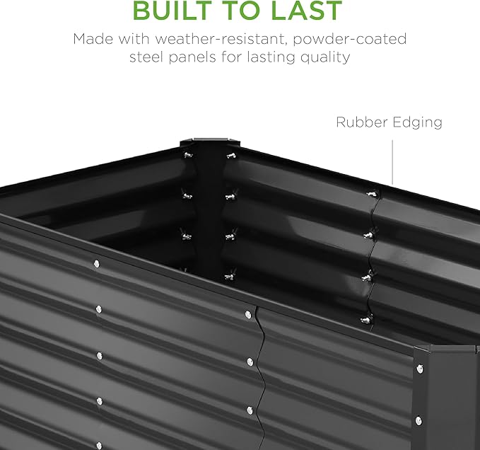 Best Choice Products 4x2x2ft Outdoor Metal Raised Garden Bed, Deep Root Box Planter for Vegetables, Flowers, Herbs, 119 Gallon Capacity, 100% Non Toxic Materials - Gray