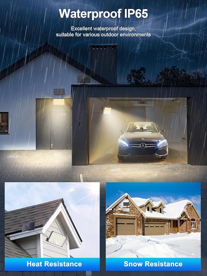 Solar Lights Outdoor Waterproof IP65, 172LED 9000K 3Modes Split Solar Motion Sensor Light Outdoor with Remote, Dusk to Dawn Solar Flood Lights outdoor for Yard,Patio,Garden,2 Pack (Warm White)