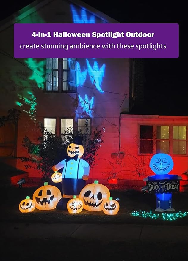 Elenora Christmas Spotlights Outdoor, All-in-ONE RGBW Halloween Spot Lights with Remote, 6W 24V Plug-in Color Changing Low Voltage Landscape Lighting Kit with IP65 Waterproof for Yard Garden, 4 Pack
