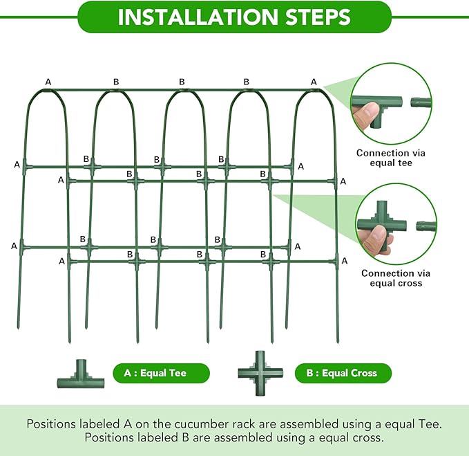 Cucumber Trellis for Raised Bed, U-Shape Garden Trellis for Climbing Plants Outdoor, Metal Arch Vegetables Trellis, Plant Support for Grape Vine Beans Squash Peas Flower