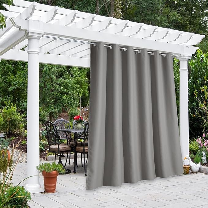 NICETOWN Room Darkning Bedroom Curtain W84 x L84, Stainless Steel Grommet Top Blackout Heavy Weight Window Treatment Thermal Insulated Sunlight Block Drape Panel for Pergola, Sand, 1 Piece