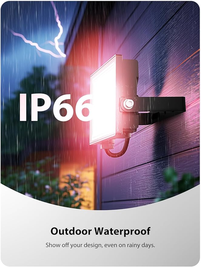 Onforu LED Flood Light Outdoor, 150W Color Changing RGBW Floodlight with Remote, Stage Lights Uplights for Events, IP66 Uplighting Spotlight Floor Strobe Light for Christmas 2 Pack