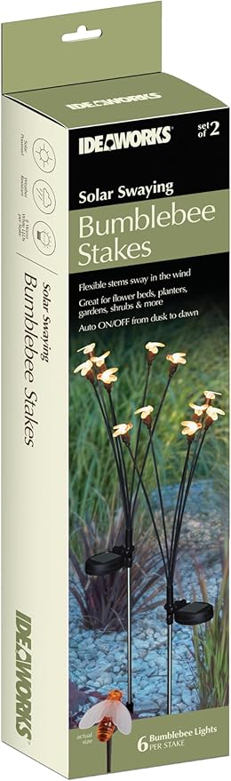 Ideaworks Solar Swaying Bumblebee Stakes Set of 2