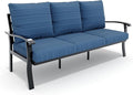 HOMREST Outdoor Couch Aluminum Patio Furniture Sofa, 3-Seat All-Weather Metal Outdoor Patio Furniture with Cushions, Blue