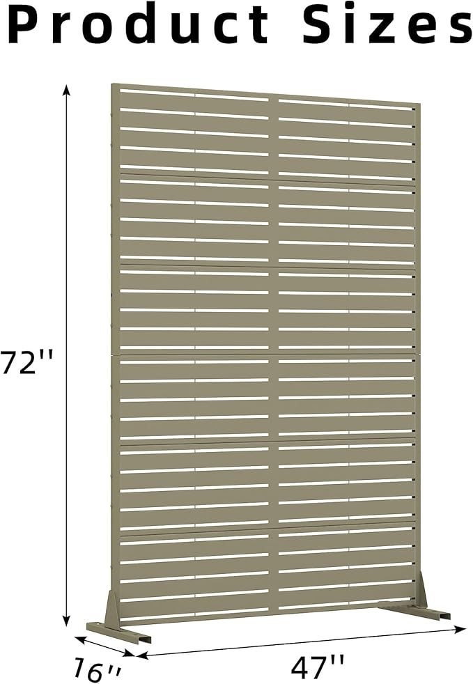 Casaphoria Metal Privacy Screen Outdoor, 72" H x 47" W Freestanding Decorative Privacy Screen for Patio Deck Balcony Garden with Stable Base, Green-Louvered