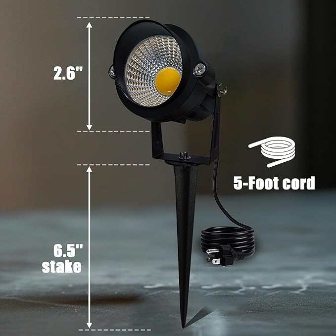 LED Outdoor Landscape Spotlight - 120V 12W Warm White Waterproof Spot Lights for Yard House Flag Tree, Lighting Decorations for Christmas Halloween(2 Pack)