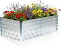 DUMOS Raised Garden Bed Outdoor, 6x3x2ft Planter Box Outdoor for Deep-Rooted Herbs/Flowers/Vegetables, Large Metal Garden Bed for Patio, Balcony and Backyard, Silver