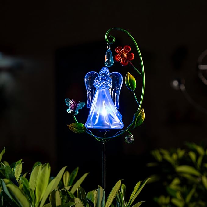 Solar Angel Light for Cemetery Decor - Color Changing Memorial Gift, Outdoor Garden Stake Light for Grave, Yard, Patio - Waterproof Sympathy Decoration with LED