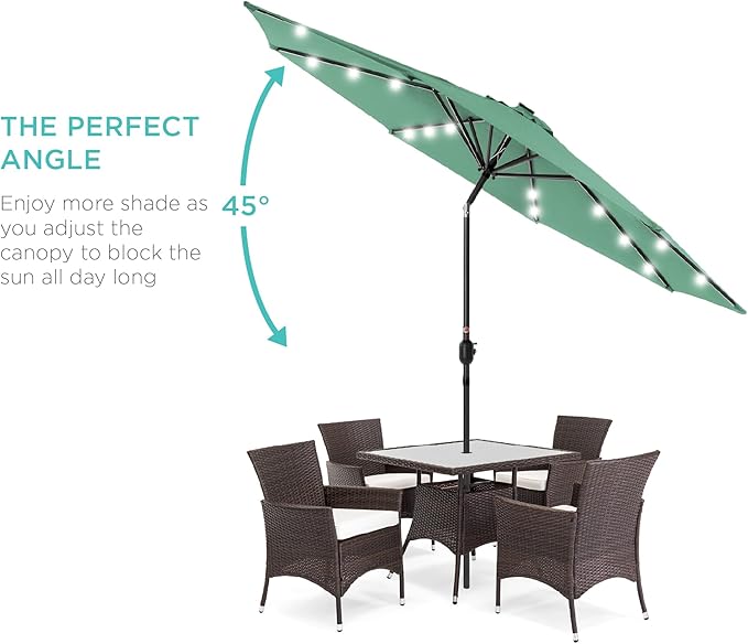 Best Choice Products 10ft Solar Polyester LED Lighted Patio Umbrella w/Tilt Adjustment and UV-Resistant Fabric