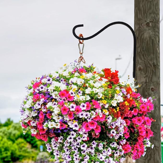 Cast Iron Plant Hooks for Hanging Baskets Indoor, Heavy Duty Plant Hangers Outdoor, Rustic Planter Hook Hanging Lanterns Bird Feeders, 4 Inch (4 Pack)