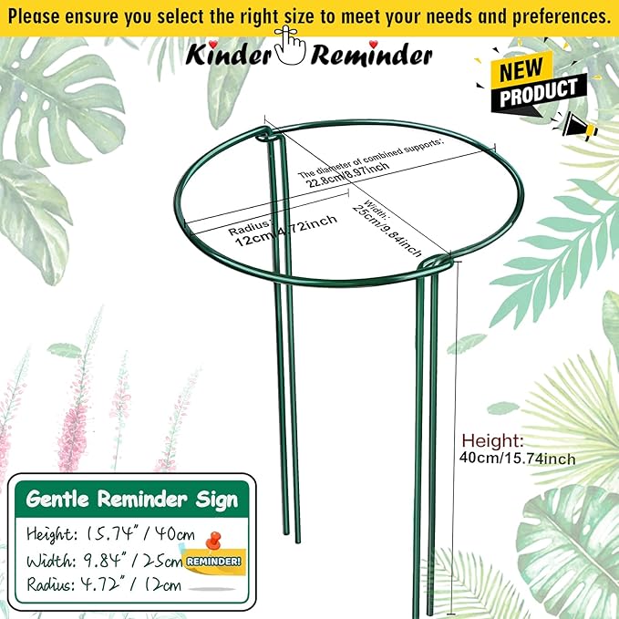 4 Pack Snake Plant Support Stakes, Peony Cages and Supports, Heavy-Duty Hoseplant Support, Hydrangea Support Cage, Aloe Plant Support Ring, Plant Support Stake for Indoor and Outdoor Potted Plants
