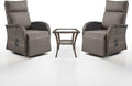 Dual-Adjust Swivel Outdoor Recliner Chair Set of 3 - Reclining Patio Chair with Adjustable Backrest and Footrest, All-Weather Wicker Chaise Lounge Outdoor with Side Table for Pool Deck Brown