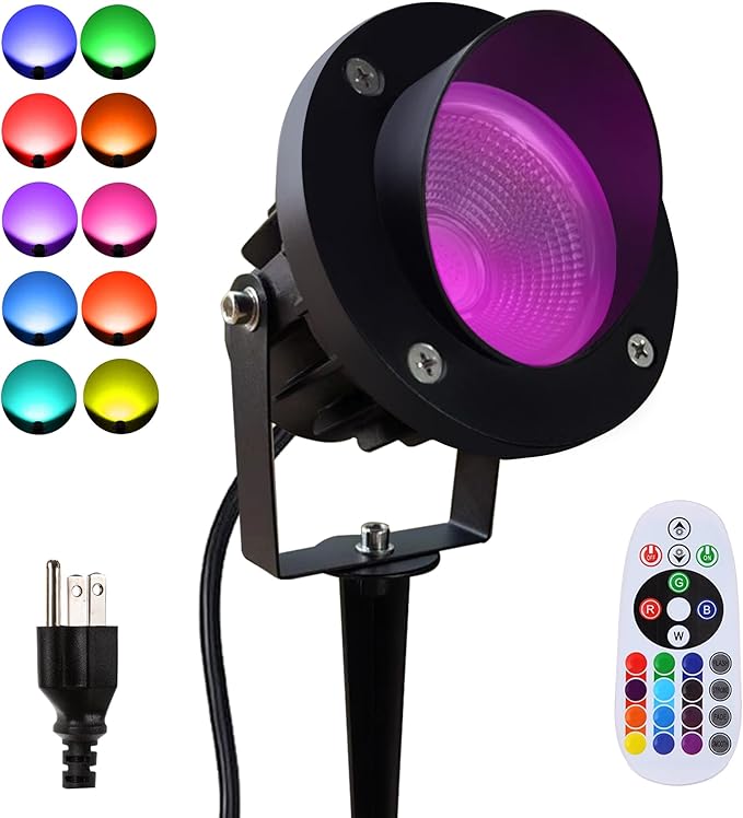 Color LED Spotlight Outdoor 120V 25W, Durable Landscape Spot Light for Yard, Garden, Tree, House, Halloween, Christmas - Ideal Spot Lights, Spotlight Outdoor Decoration