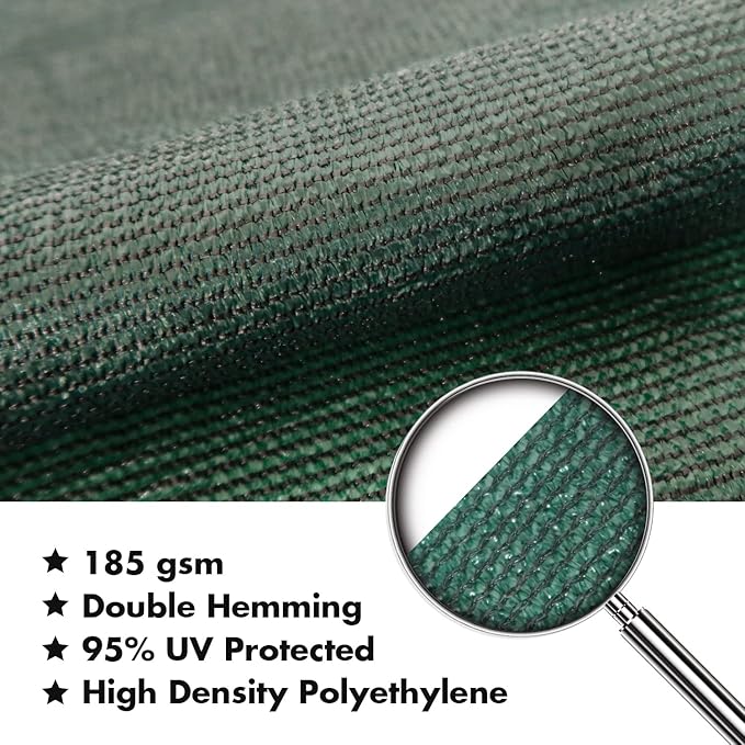 KANAGAWA 7'X8' Dark Green Custom Size Sun Shade Sail Rectangle UV Block Canopy Cover for Patio Backyard Lawn Garden Outdoor (Customized Available)