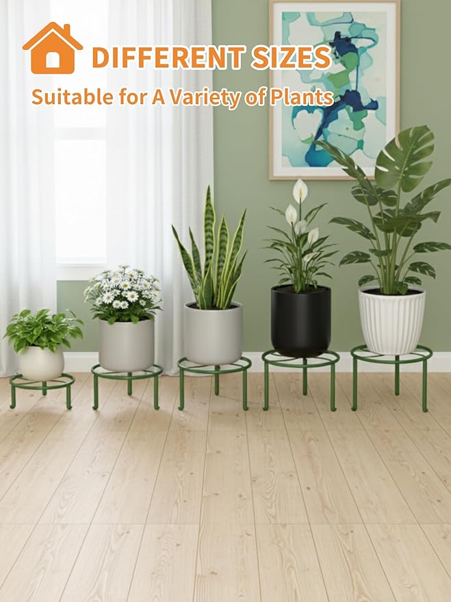 5-Pack Metal Plant Stand Heavy Duty Flower Pot Stands for Multiple Plant, Anti-Rust Flower Pot Stand Round Plant Holder for Room Indoor/Outdoor,Gardens